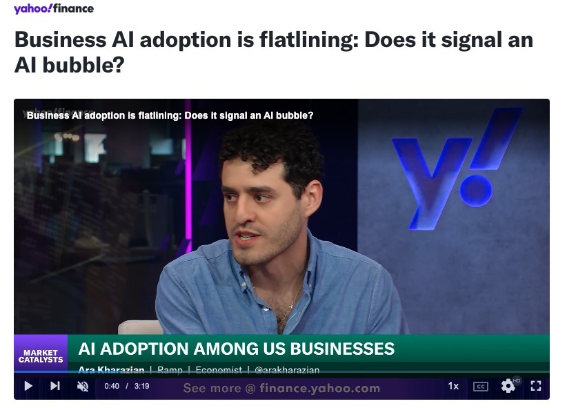 Media coverage of Ramp's AI Index research
